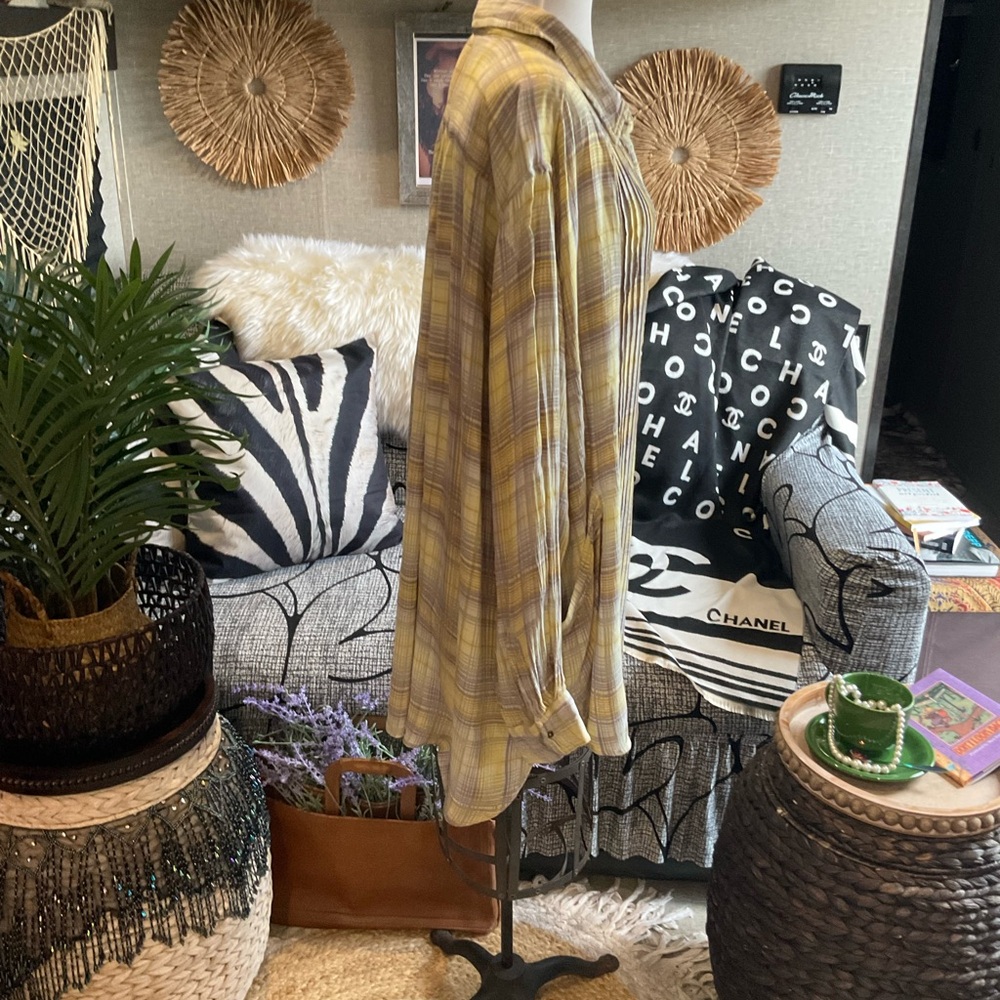 Free People One Yellow and Gray Plaid Women's Tunic M - Picture 3 of 11